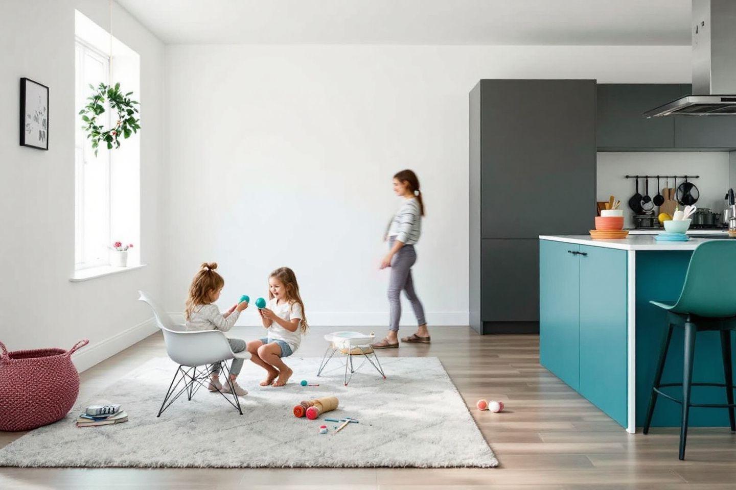 Chaises salle à manger avec carrelage blanc